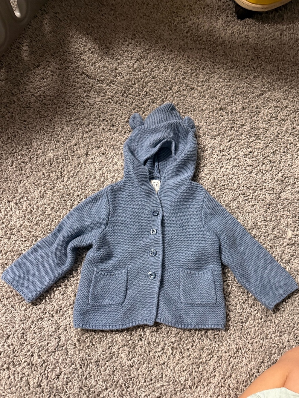 GAP Light Blue Knit Hooded Baby Jacket with Ears